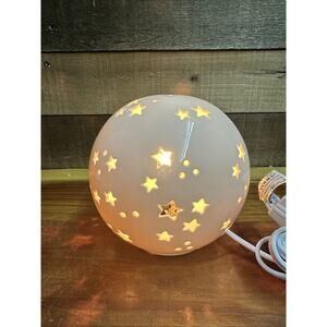 White Ceramic Light Ball With Stars Starry Globe Night Light TARGET